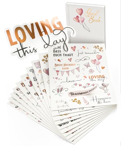 Sticker Hochzeit Gästebuch (350 Sticker) - Aufkleber Hochzeit für Gästebuch und Fotoalbum - Hochzeit Sticker Liebe für Gästebuch Deko (rose gold)