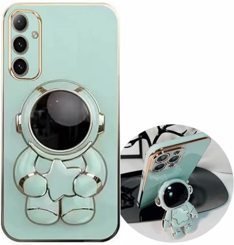 Miagon Süß Stern Astronaut Ständer Hülle für Samsung Galaxy A15 5G,Cute Mädchen Dünn Galvanisierte Schutzhülle Weiches Case Bumper mit Astronaut Halter Kickständer