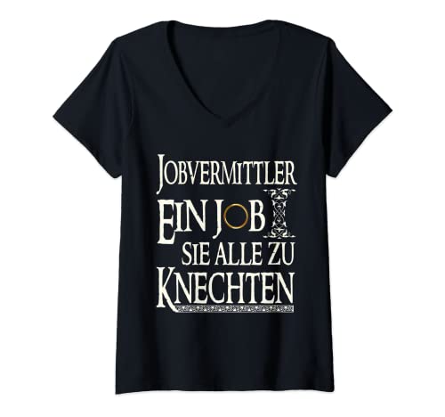 Damen Jobvermittler ein Job sie zu Knechten Lustiges Job T-Shirt mit V-Ausschnitt