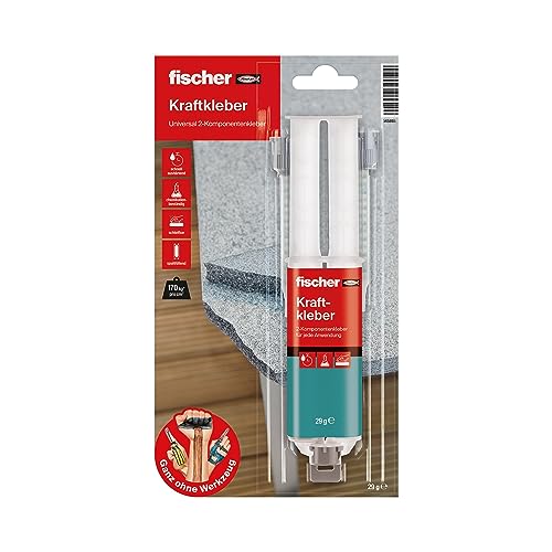 fischer Kraftkleber, 2-Komponenten-Klebstoff in Transparent, Universalkleber für jede Anwendung, für innen & außen, zuverlässiger Reparatur-Helfer, 25 ml