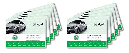 SIGEL FA614/10 Fahrtenbücher für PKW, A6 quer, 80 Seiten, 10er Pack - für Deutschland und Österreich, vom Finanzamt anerkannt - zur exakten Trennung geschäftlicher und privater Fahrten