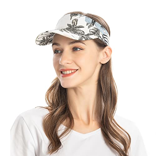 ZLYC Damen Sonnenschild Golf Visor Cap mit Klettverschluss,Weiß,Gr. Einheitsgröße