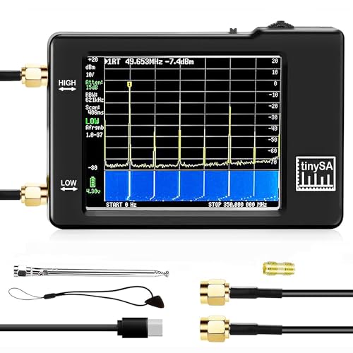 SDRGEEK TinySA Spektrumanalysator Handheld, 2,8 Zoll Touchscreen 100 KHz-960 MHz Tragbarer Frequenzanalysator MF/HF/VHF UHF-Eingang | ESD-geschützte Funktion und PC-Steuerung | Als Signalgenerator