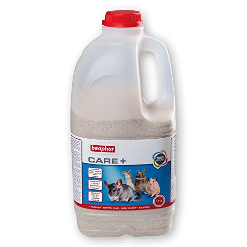 BEAPHAR - Care+ Badesand Für Chinchilla, Gerbils, Degus, Hamster - 100% Natürliche Und Optimale Fellpflege - Sauberes Fell - Nimmt Fett Und Feuchtigkeit Auf - Lässt Sich Leicht Entfernen - 1,3 Kg