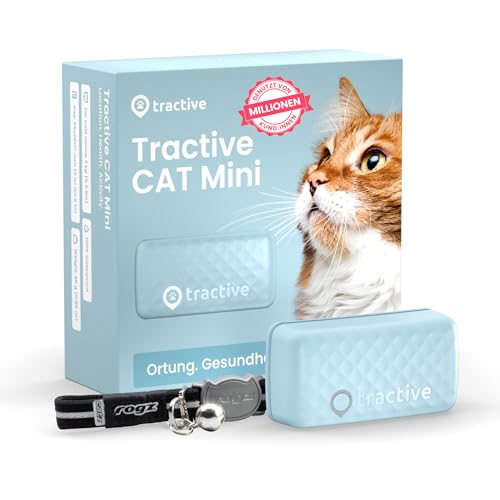 Tractive CAT Mini GPS Tracker für Katzen | Marktführer | Live-Ortung | Positionsverlauf | Gesundheitswarnungen | Aktivitätstracking | Halsband inkludiert