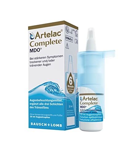 Artelac Complete MDO Augentropfen: Augentropfenlösung mit einem dreifachen Wirkprinzip (Lipiden, Hyaluronsäure & Carbomer) bei trockenen Augen, praktische Pumpflasche, 1x 10 ml