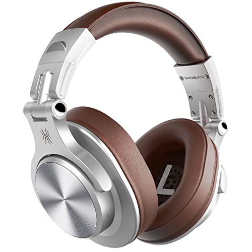 OneOdio Bluetooth Kopfhörer Over Ear, 72 Stdn HiFi Stereo Kopfhörer Kabellos, Wireless Headphones mit 6.35mm & 3.5mm Klinke für Studio DJ Handy PC AMP - Silber Braun