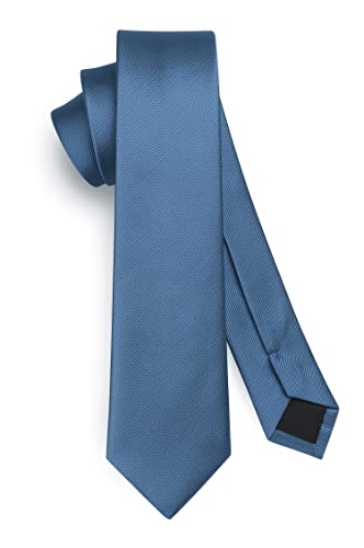 HISDERN Herren Krawatte Blau Schmale Einfarbig Seide Krawatten für Herren Klassische Formelle Elegante Schlipse Hochzeit Party Business Krawatte 6cm