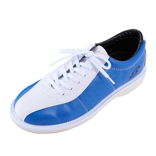 JiuQing Bowlingschuhe Herren Damen Anfänger Mikrofaser Gleitsohle Indoor-Bowling-Trainingsschuhe,Blau,42 EU