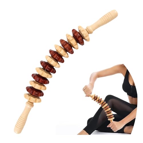 Premium Massageroller Holz Set - Anti Cellulite Massage Massagegerät Massageroller Roller mit Griff Oberschenkel Maderotherapie Zum LöSen Tiefer Gewebe,Geeignet FüR Nacken