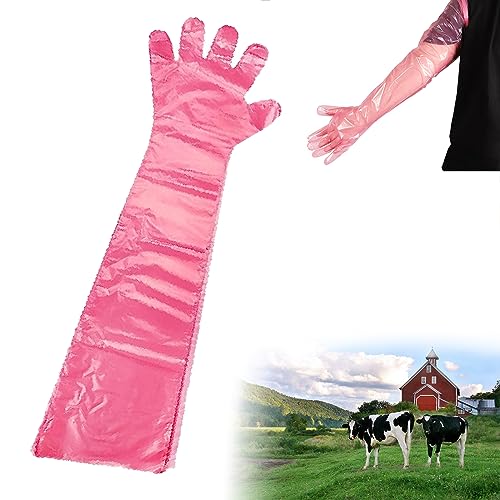 Langarm Veterinär Handschuh,Extrem Dehnbare Einweghandschuhe,Handschuhe zur Viehbesamung,Einweg Weichplastikfolie Handschuhe,Latex Fingerlinge,Veterinärhandschuhe Extra Lange Stulpe 90 cm,30pcs