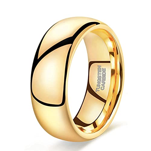 Zakk Ring Damen Herren 2mm 4mm 6mm 8mm Gelbgold Wolfram Poliert Schmal Ringe Verlobungsringe Ehering Hochzeitsband (8mm, 74 (23.6))