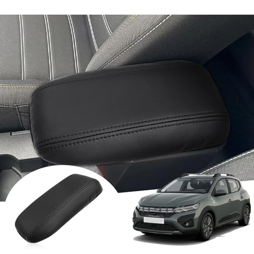 GAFAT Dacia Sandero 3/Stepway 3/Dacia Jogger 2021-2024 2025 Mittelarmlehne Abdeckung, Mittelkonsole Armlehne Schutz, PU Mikrofaser leder Polster (Schwarz)