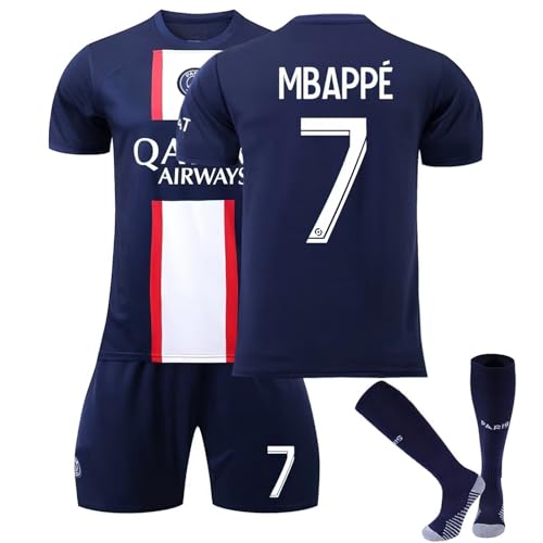 In Running Paris Trikot Fußball， Frankreich Trikot Anzug Herren/Junge Football Tshirts, PSG Kit for Kids，Erwachsene Fußball Sommer Set(S,28)