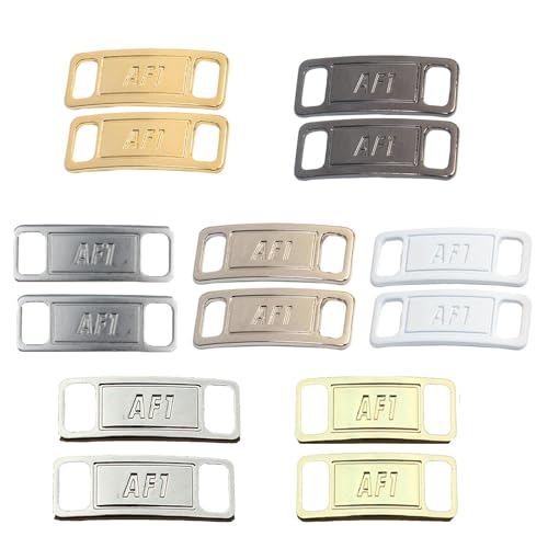 Af1 Metal Tag,7 Paar Metall Schnürsenkel Schnalle Af1 Schuh Tag aus Metall DIY Sneaker Kits Metall Air Force 1 Schnürsenkel für Wanderschuhe Sportschuhe