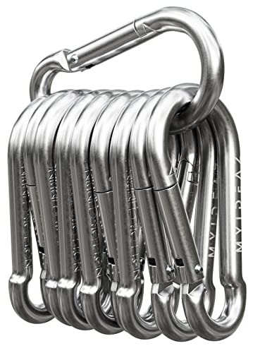 Karabinerhaken 10er Set, Karabiner bis 230 kg, Schlüsselanhänger Karabinerhaken für Hängematten, Camping, Wandern