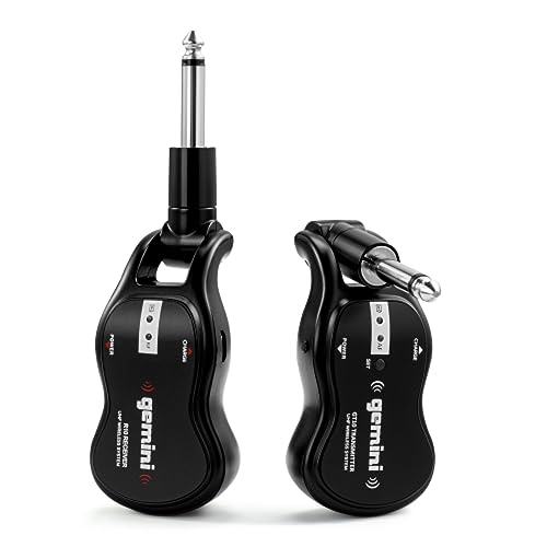 Gemini Sound Pro Audio GMU-G100 UHF Wireless Gitarre Amp Line Zubehör System, Transmitter/Empfänger für E-Akustikgitarrenverstärker/Kabelloser Anschluss an PA-Lautsprecher Kit