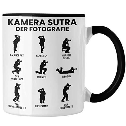 Trendation - Fotograf Tasse Zubehör Fotografie Geschenk Fotografieren Kaffeetasse Geschenkideen Lustiger Spruch Kamera Sutra (Schwarz)