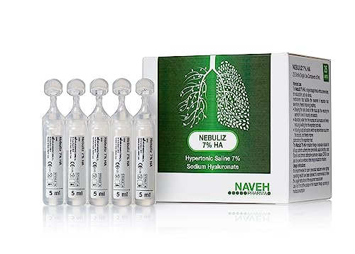 NAVEH PHARMA 25 sterile Einzeldosisfläschchen (5 ml) mit hypertoner Kochsalzlösung 7 % + Natriumhyaluronat mit Hyaluronsäure zur Inhalationstherapie, konservierungsmittelfrei, für alle Altersgruppen