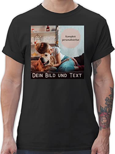 T-Shirt Herren - eigenem - Foto Bild Geschenk - 3XL - Schwarz - Bedrucken Lassen Tshirt und Schrift gestalten Text individuellem Aufdruck Name selbstgedrucktes selber Logo erstellen selbst Druck