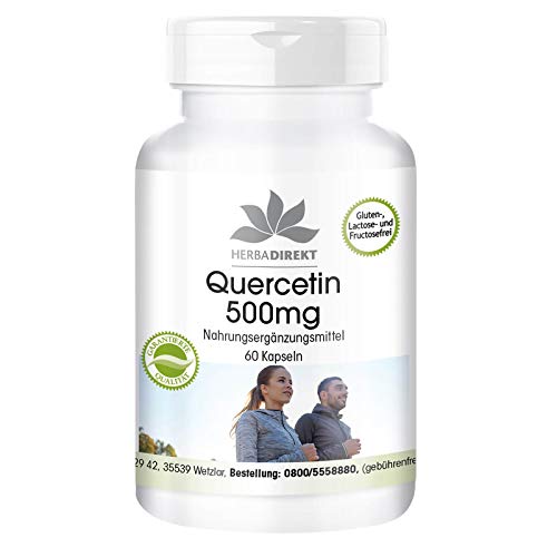 Quercetin 500mg - 60 Kapseln - Hochdosiert | HERBADIREKT by Warnke Vitalstoffe - Deutsche Apothekenqualität