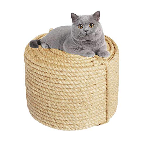 6mm Jute Seil zum Reparatur und Ersatz von Katze Kratzen Säule, Kratzbaum, Katze Kratzen Pad/Matte/Kicker Spielzeug, Rohr/Treppe/Reifen Verpackung, Zuhause Dekoration, 6mm*50m, Beige