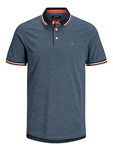 JACK & JONES Herren Klassische Pique Kurzarm Polo-Shirt - Denim Blau - XL