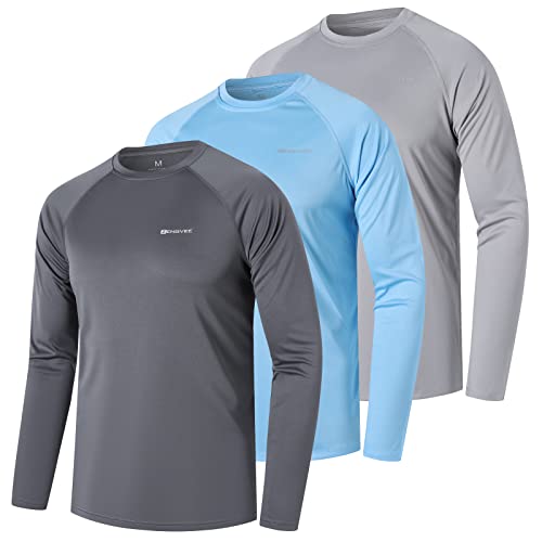 ZENGVEE 3er Pack UV Shirt Herren Rashguard UPF 50+ UV Schutz Shirt Schwimmshirt Herren Lässig Sonnenschutz Sport Tshirt Männer Atmungsaktiv für Wasser Surfen Schwimmen (0618-Gray Blue Darkgray-L)