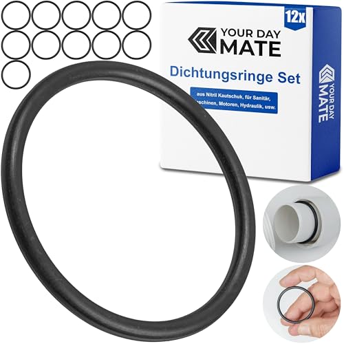 Dichtungsringe Set, 12 Stück, AD Ø 44 mm, ID Ø 38 mm, Dicke 3 mm, in Schwarz, aus Nitril Kautschuk, Gummiringe für Reparatur von Sanitär, Maschinen, Motoren, Dichtungsset Gummi O-Ring, Flachdichtung