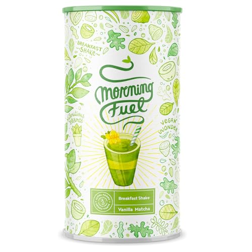 Morning Fuel Vanille Matcha Shake - Morgens Satt & Gesund, Vitamin- und Nährstoffreiche Frühstücksmischung mit Protein aus gekeimten Samen, Quinoa & Mandeln - 600 Gramm Pulver