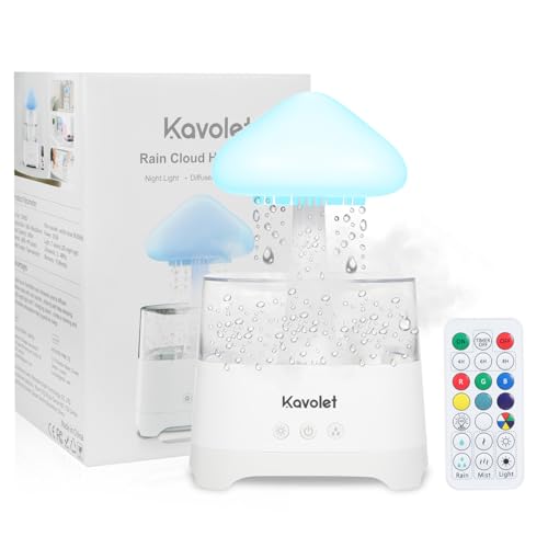 Kavolet Raining Cloud Luftbefeuchter, 450 ml Ätherisches Öl Diffusor, Regen Wolke Luftbefeuchter, USB Aromatherapie Diffusor mit 7 Farben LED-Leuchten für Home Office