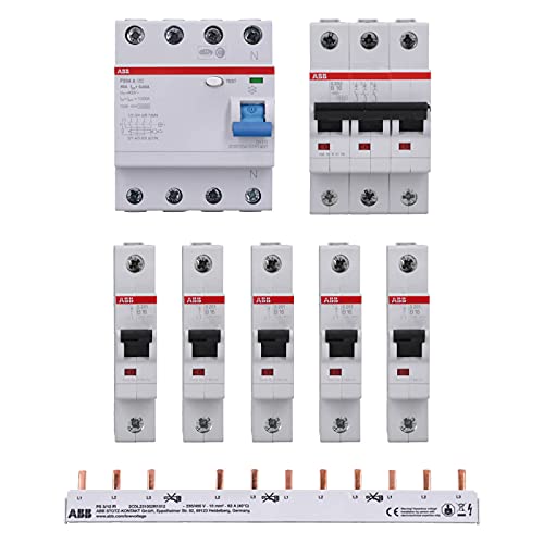 ABB Set 1x FI-Schutzschalter F204A-40/0,03 + 1x Sicherungsautomat S203-B16 + 5X Sicherungsautomat 201-B16 + 1x PS3/12FI Sammelschiene