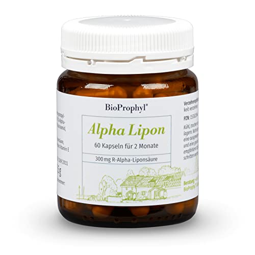 BioProphyl® Alpha Lipon - 300 mg rein natürliche - (R)-Alpha Liponsäure - ohne synthetische (S)-Alpha Liponsäure - mit Vitamin E und Niacin - 60 pflanzliche Kapseln