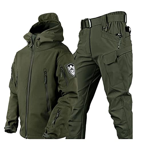 VBVARV Militärische Taktische Herren-Kampfuniform wasserdichte Armee-Kampfanzug-Sets Camouflage Softshell-Jacken-Hosen Jagdkleidung,Military Green,M