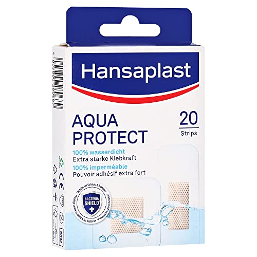 Hansaplast Aqua Protect Pflaster (20 Strips), wasserfeste Wundpflaster mit extra starker Klebkraft, Heftpflaster ideal zum Duschen, Schwimmen & Baden