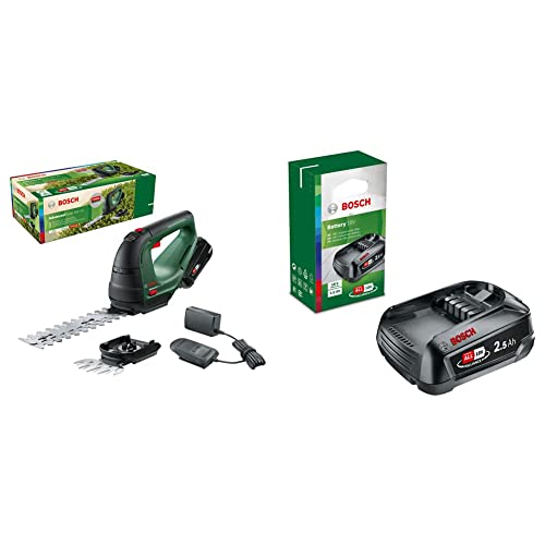 Bosch Akku Grasschere AdvancedShear 18V-10 (1 Akku 2,0 Ah, 18-Volt-System, schneidet bis zu 85 m² pro Akkuladung) & Akku PBA 18V 2.5Ah (18 Volt System, 2.5Ah Akku, im Karton)