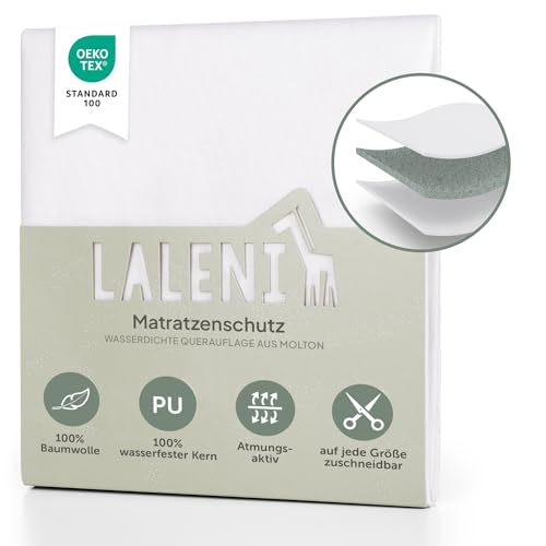 Laleni Inkontinenzunterlage wasserdicht & atmungsaktiv 70x100 cm für Babys | Molton Matratzenauflage aus Baumwolle | Matratzenschoner | Inkontinenz Bettunterlage | Wickelauflage 70x100 cm zuschneidbar