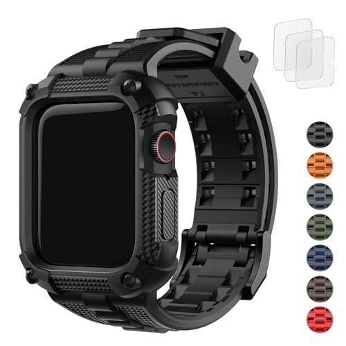 Fullmosa Schutzhülle und Armband Kompatibel mit Apple Watch 40mm Series SE/SE2 Sesies 6 Series 5 Series 4, Robustes Armband mit Displayschutzfolie/Gehäuse für iWatch 40mm, Schwarz