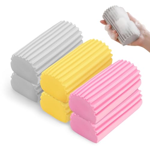 WATUNID 6 Stück Wiederverwendbare Staubschwämme, Damp Clean Duster Sponge, Schmutzradierer Schwamm, Haushalt Reinigungsschwamm für Jalousien Glas Geländer Baseboards Lüftungsschlitzen Fenster