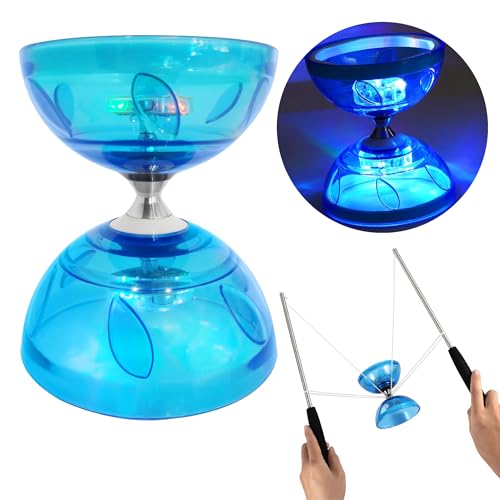 LED Diabolo mit Dreifachem Kugellagersystem - Leuchtendes Diabolo Jonglierset für Kinder & Erwachsene - Zirkustechnik-Ausrüstung für Kinder und Erwachsene