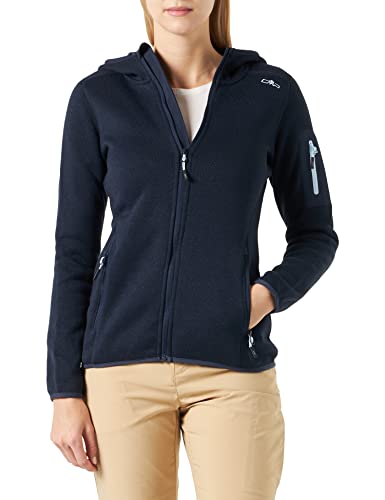 CMP - Damen-Knit-Tech-Jacke mit fester Kapuze, B. Blau-Kristallblau, D48