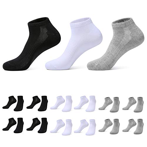 FARCHAT Socken Herren 43-46 Schwarz Weiß Grau Sneaker Damen kurze Baumwollesocken Unisex 12 Paar