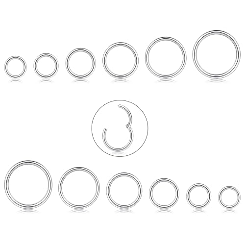 CASSIECA 12Pcs 16G Edelstahl Piercing Nasen für Damen Mädchen Nase Ringe Piercing Hoop Lippe Septum Ohr Piercing Körperschmuck 6-16MM