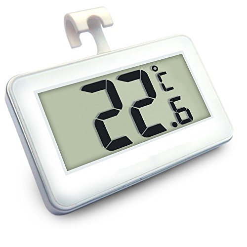 Digital-Tiefkühltruhe-Thermometer Drahtloser Kühlraum-Thermometer und Innentemperatur-Monitor (große LED-Anzeige, Weiß) DREI Platzierungs-Modi (hängend, stehend und magnetischer Stock)