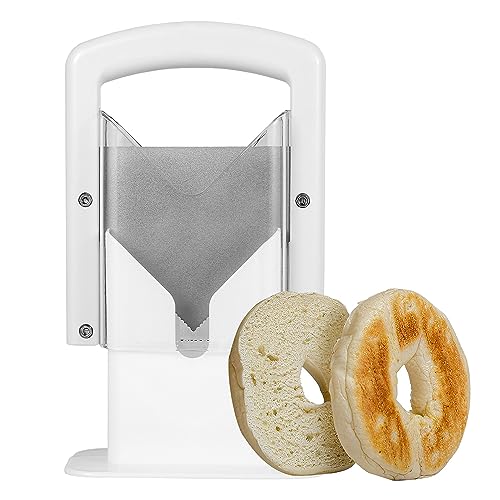 Bagel Guillotine Bagel Schneider Universalschneider, Bagel-Schneider Bagel Guillotine Slicer für Bagels, Brot, Muffins (Weiß)