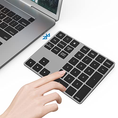 Yeemie Bluetooth Ziffernblock, Bluetooth Nummerntastatur 34-Tasten, Bluetooth Numpad für Laptop/PC/iOS/Mac, Schwarz