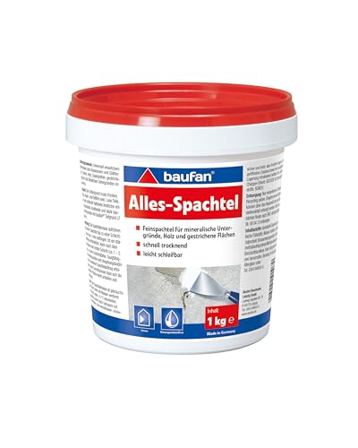 Baufan Alles-Spachtel Weiß 1kg I Zum Ausbessern & Glätten von mineralischen Untergründen wie Putz, Beton I Schnell trocknend & gut schleifbar