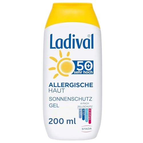 Ladival Allergische Haut Sonnenschutz Gel LSF 50+ – Parfümfreies Sonnengel für Allergiker – ohne Farb- und Konservierungsstoffe, wasserfest – 1 x 200 ml (1er Pack)