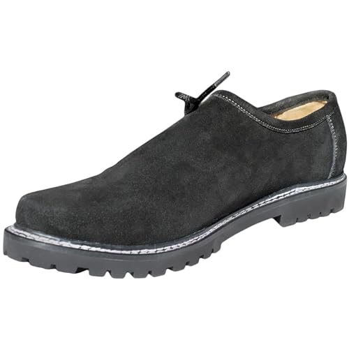 German Wear Trachtenschuhe Haferlschuhe Lederschuhe Braun, Schwarz & Kastanienbraun, Schuhgröße:44;Farbe:Schwarz