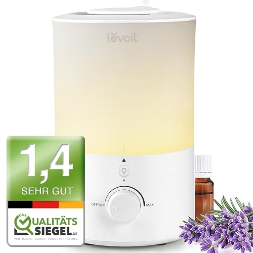 LEVOIT Top-Fill Luftbefeuchter 3L mit Nachtlicht, 360°Drehbare Düse, Spülmaschinenfest Humidifier, Leiser Raumluftbefeuchter, 25H Aroma Diffuser für Schlafzimmer Kinderzimmer Pflanzen Baby